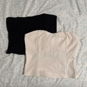 Black and Cream Strapless Tops